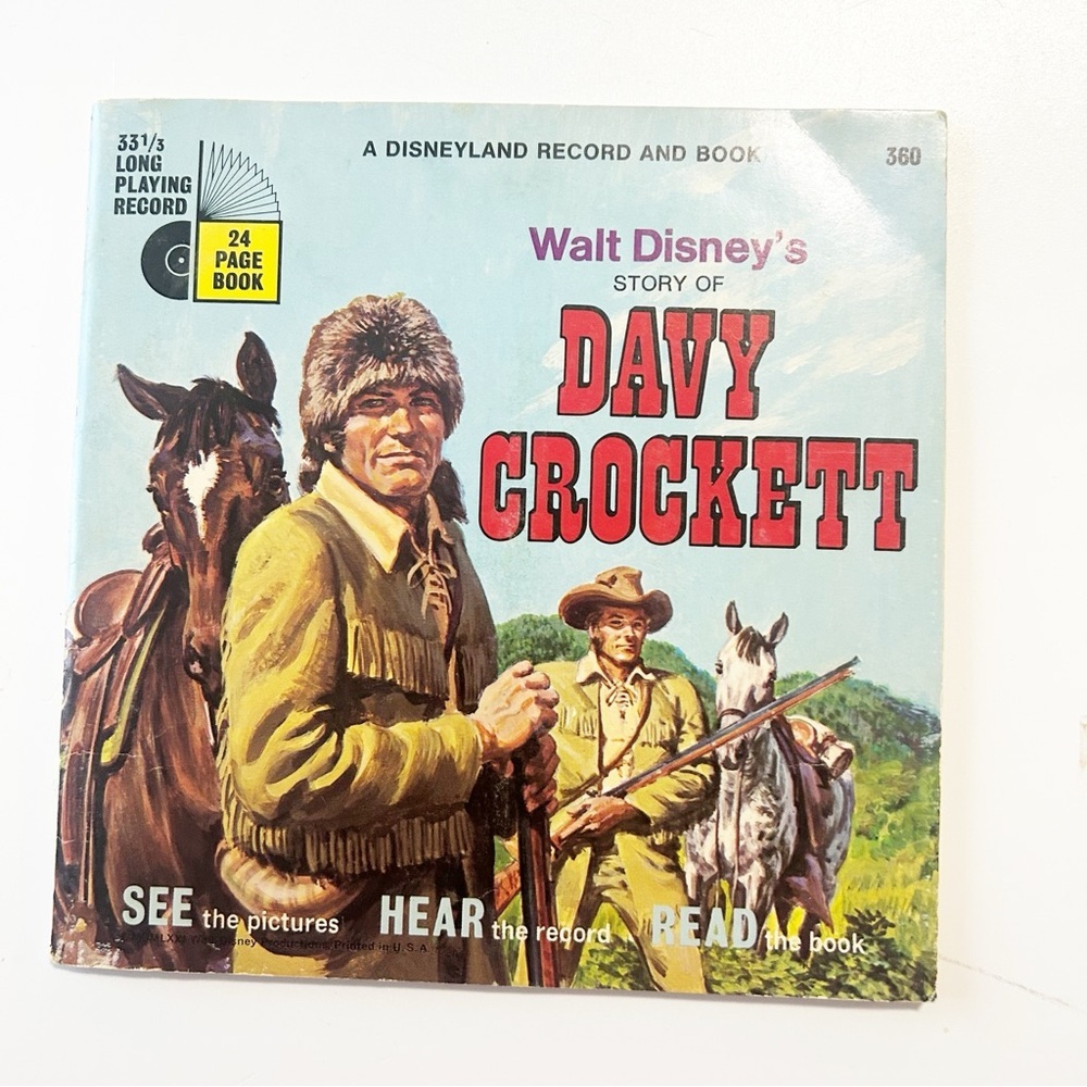 Vintage Walt Disney’s Davy Crockett Storybook with 33 1/3 Record 24 page book